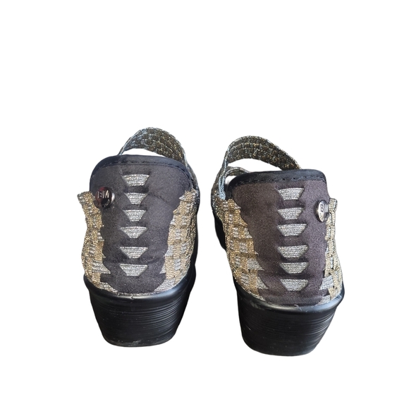 Bernie Mev Black and Gold Wedge Shoes - Picture 3 of 5